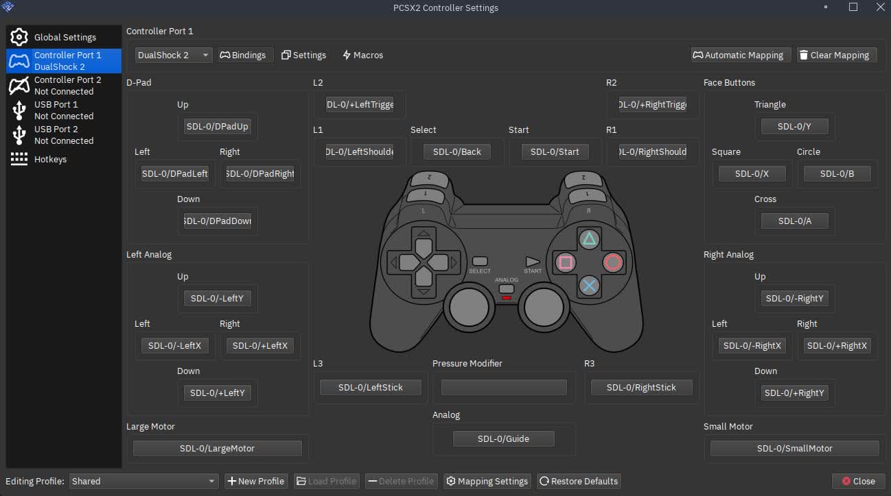 PCSX2-Fenster Controller-Einstellungen