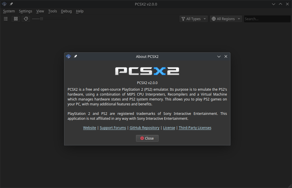 PCSX2 2.xのUIとゲーム一覧
